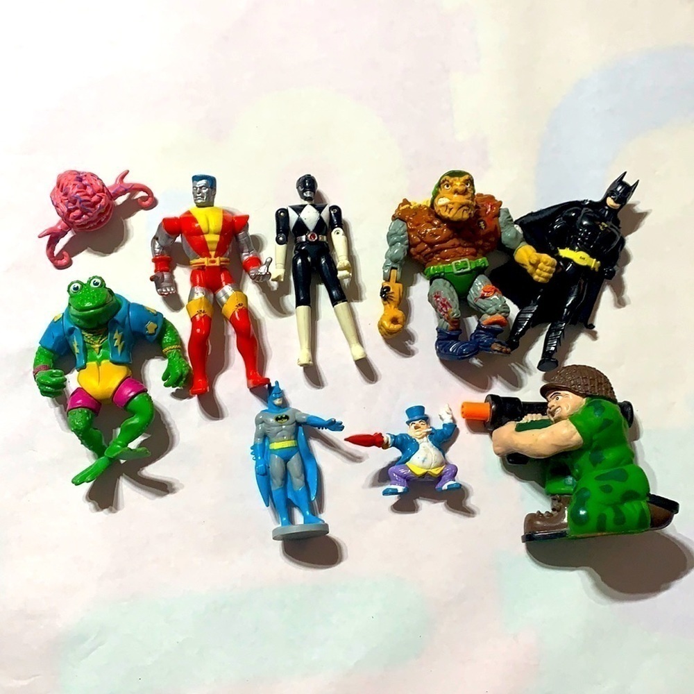 Vintage bundle 1980s action figure toys GI joe Batman ninja turtle power ranger